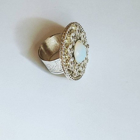 Ring made entirely by hand in solid Ag925 silver and opal BedofFlowers, Bijuterii de argint lucrate manual, handmade