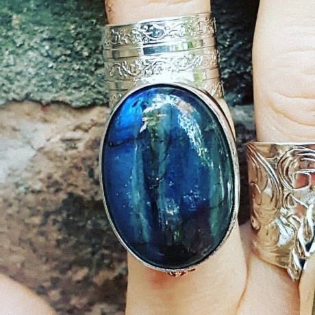Ring made entirely by hand in solid Ag925 silver and natural labradorite Extension, Bijuterii de argint lucrate manual, handmade