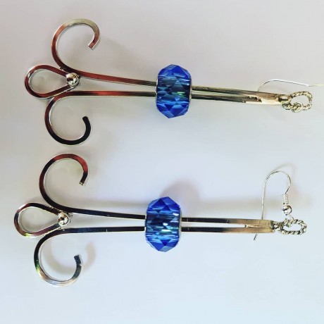Sterling silver earrings and Swarovski crystals SkyBough, Bijuterii de argint lucrate manual, handmade