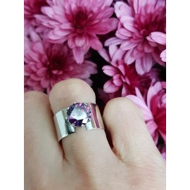 Sterling silver and amethyst engagement ring