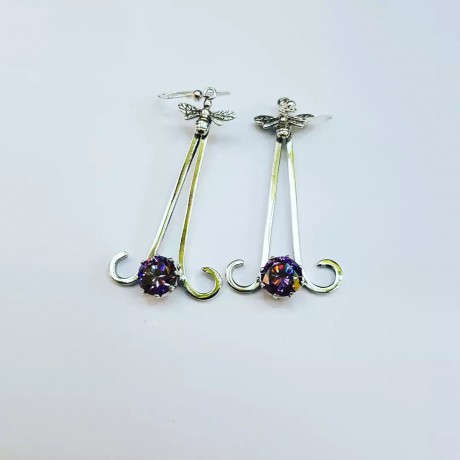 Sterling silver earrings and amethysts SturdyFemme, Bijuterii de argint lucrate manual, handmade