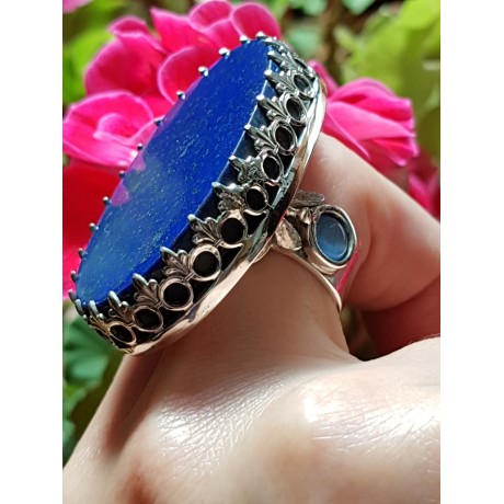 Large Sterling Silver ring with natural lapislazuli BlueDive, Bijuterii de argint lucrate manual, handmade
