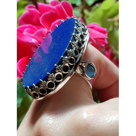 Large Sterling Silver ring with natural lapislazuli BlueDive, Bijuterii de argint lucrate manual, handmade