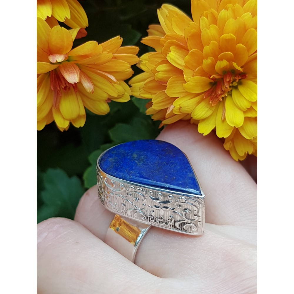 Sterling silver ring with natural lapislazuli New Mode for Blue