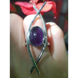 Sterling silver ring and natural amethyst