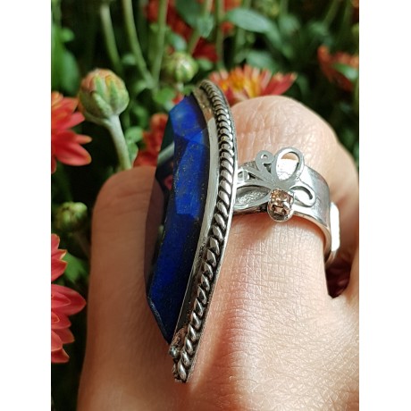 Sterling silver ring with natural lapislazuli Patch of Blue, Bijuterii de argint lucrate manual, handmade