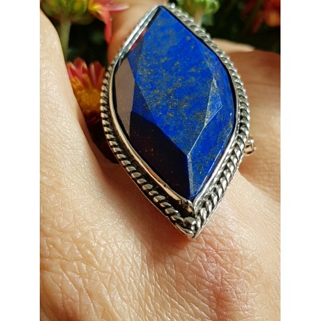 Sterling silver ring with natural lapislazuli Patch of Blue, Bijuterii de argint lucrate manual, handmade