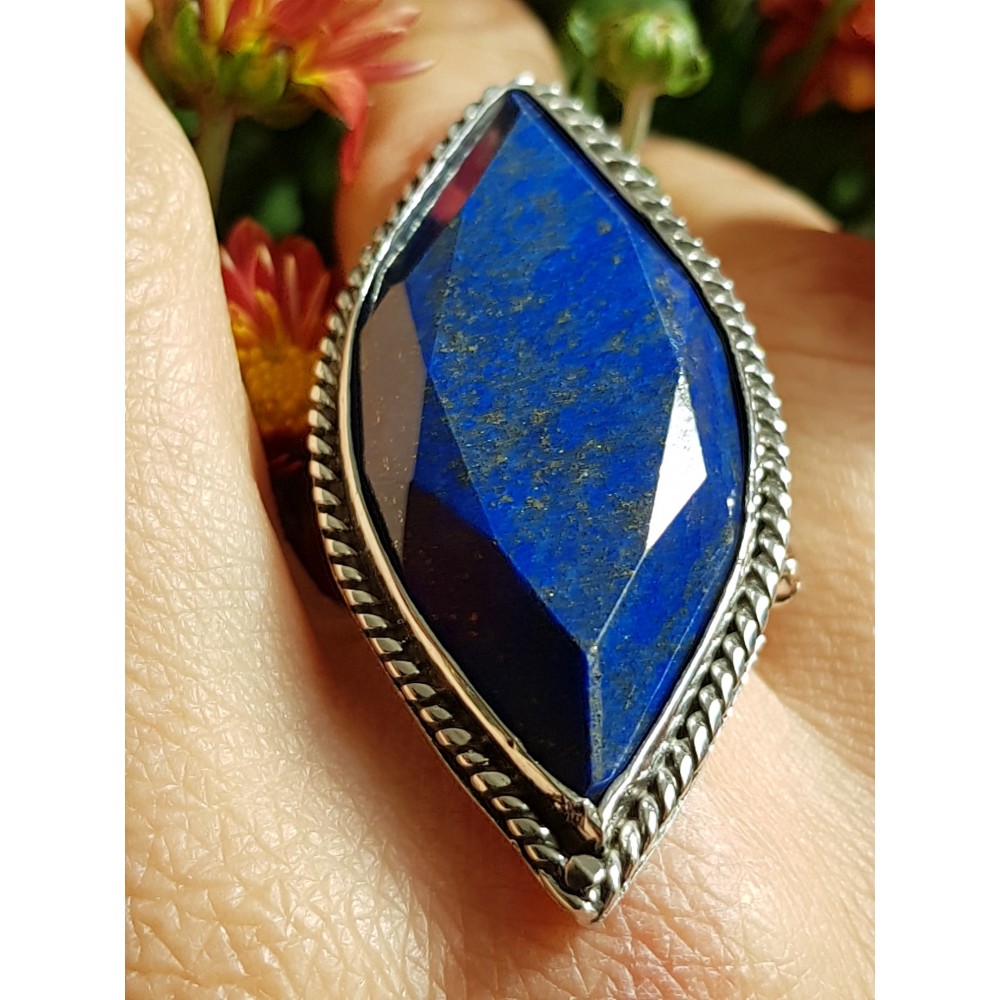 Sterling silver ring with natural lapislazuli Patch of Blue