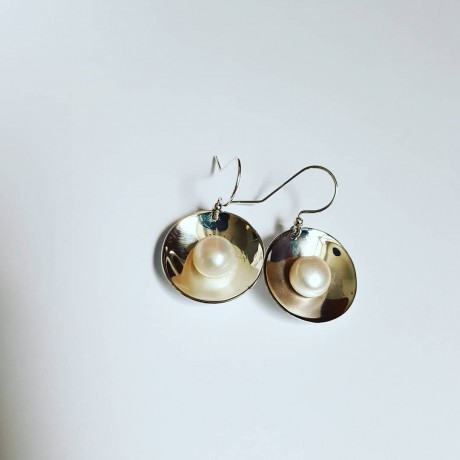Sterling silver earrings and pearls, Bijuterii de argint lucrate manual, handmade