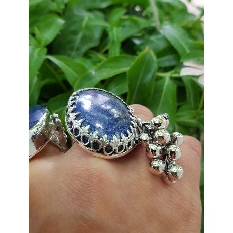 Sterling silver ring with natural lapislazuli Blue and Vines, Bijuterii de argint lucrate manual, handmade
