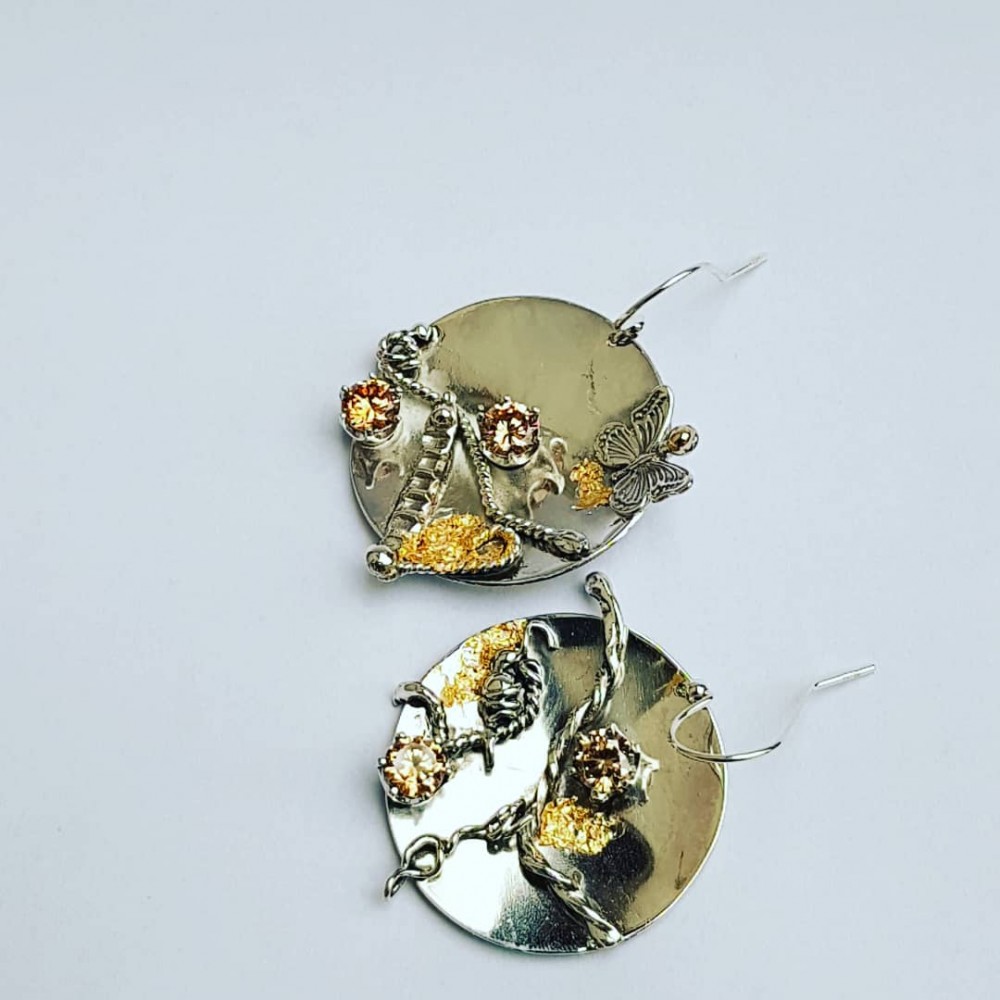 Sterling silver and gold earrings