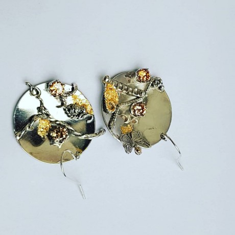 Sterling silver and gold earrings, Bijuterii de argint lucrate manual, handmade