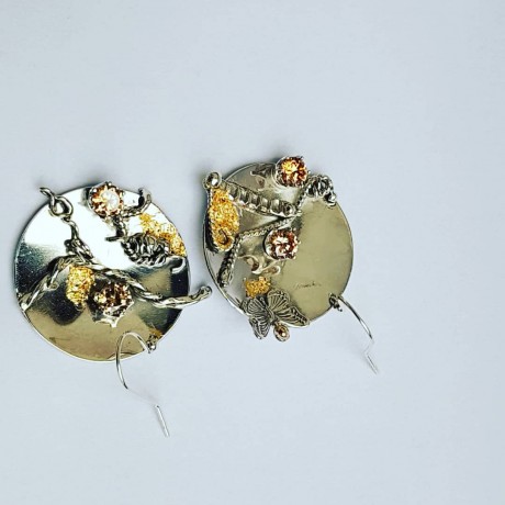 Sterling silver and gold earrings, Bijuterii de argint lucrate manual, handmade
