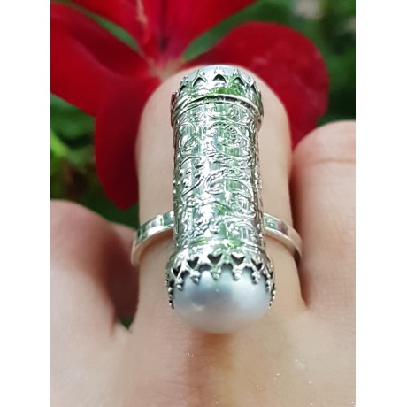 Sterling silver ring and pearls Pearls Alert, Bijuterii de argint lucrate manual, handmade