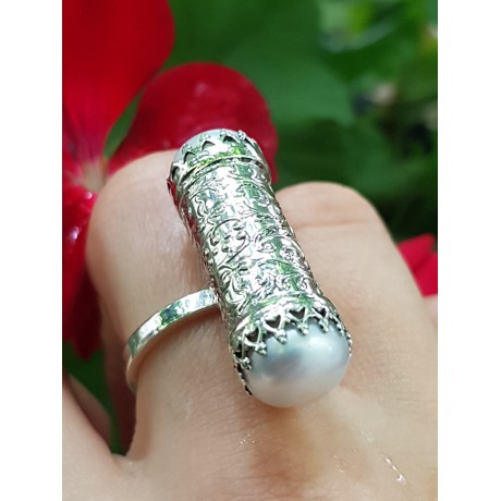 Sterling silver ring and pearls Pearls Alert, Bijuterii de argint lucrate manual, handmade