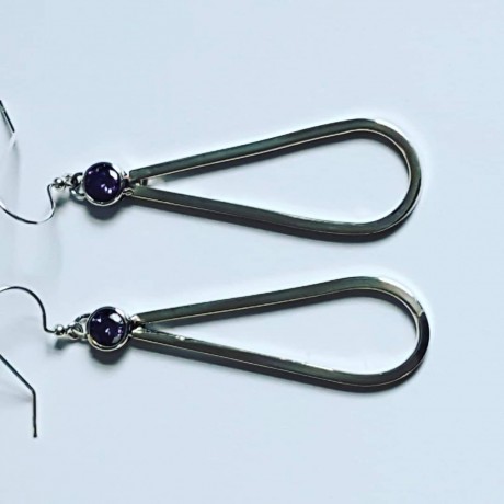 Sterling silver earrings and amethysts Bows&Butterflies, Bijuterii de argint lucrate manual, handmade