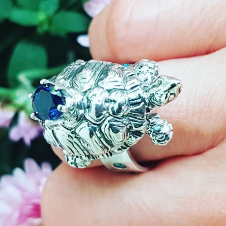 Sterling silver ring Blues & Turtles, Bijuterii de argint lucrate manual, handmade