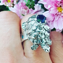Sterling silver ring Blues & Turtles