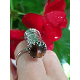 Sterling silver ring with natural tiger's eye stone TigerCrush 