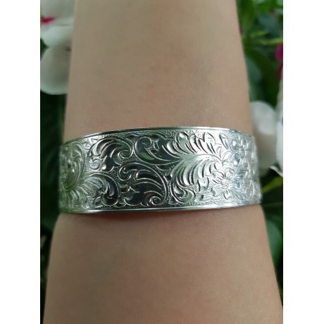 Sterling silver cuff Flower Syntax, Bijuterii de argint lucrate manual, handmade