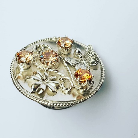 Sterling silver ring and citrines HighNotch Mandala, Bijuterii de argint lucrate manual, handmade