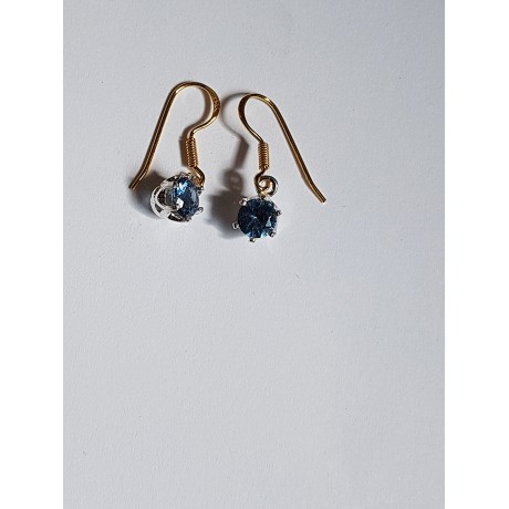 Sterling silver earrings and aquamarines2, Bijuterii de argint lucrate manual, handmade