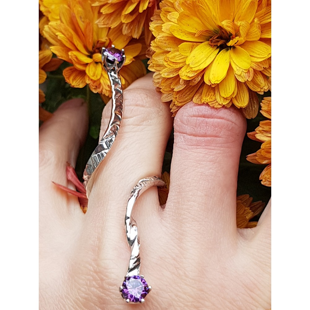 Sterling silver ring and amethyst stones