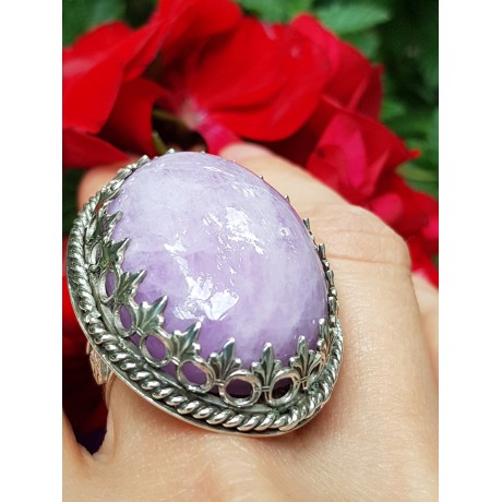 Large Sterling Silver ring with natural kunzite Account of a Sultana at Daybreak, Bijuterii de argint lucrate manual, handmade