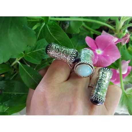 Sterling silver ring and opalite stones Standing peerless, Bijuterii de argint lucrate manual, handmade