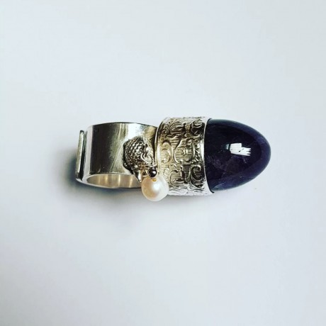 Sterling silver ring and amethyst Hedgehog Amethyst &Love, Bijuterii de argint lucrate manual, handmade