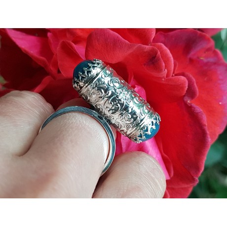 Sterling silver ring with natural aquamarine stones Time to Bloom, Bijuterii de argint lucrate manual, handmade