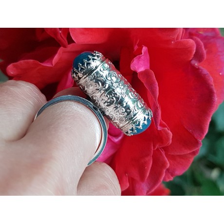 Sterling silver ring with natural aquamarine stones Time to Bloom, Bijuterii de argint lucrate manual, handmade