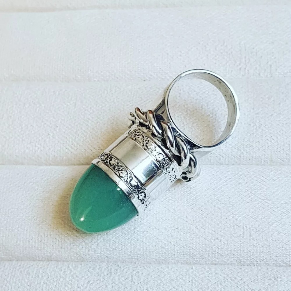 Sterling silver ring with natural aventurine Lush Erection