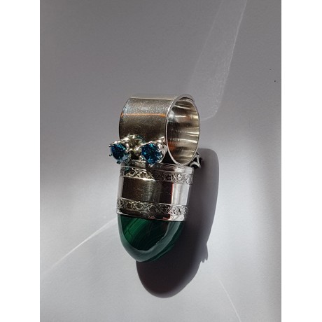 Sterling silver ring with natural malachite stone Time for Loving, Bijuterii de argint lucrate manual, handmade