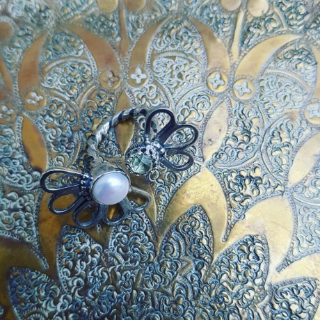 Sterling silver ring and pearl Konttin'around, Bijuterii de argint lucrate manual, handmade