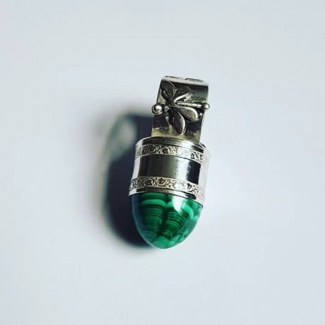 Sterling silver ring with natural malachite stone and green tourmaline Green Erection, Bijuterii de argint lucrate manual, handmade