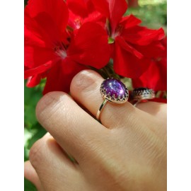 Sterling silver ring with natural amethyst Omphalos