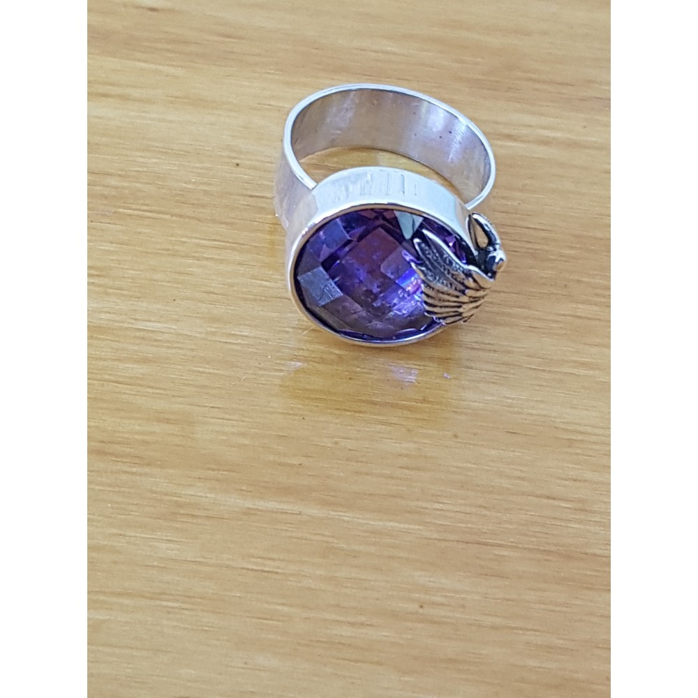 Sterling silver ring and crystal PurpleDove