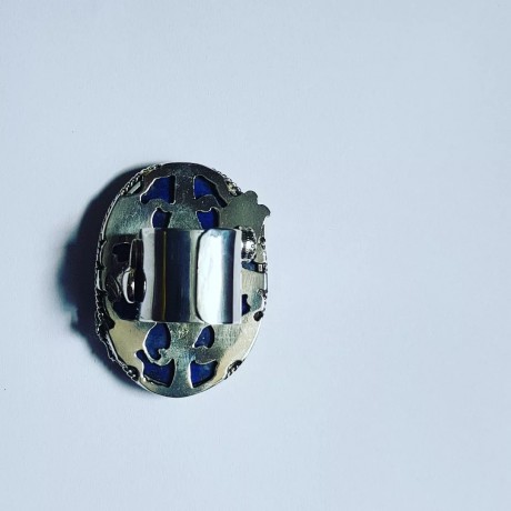 Large Sterling Silver ring with natural lapislazuli Excessive Azures, Bijuterii de argint lucrate manual, handmade