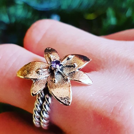 Gold and Sterling silver ring Flower Doer