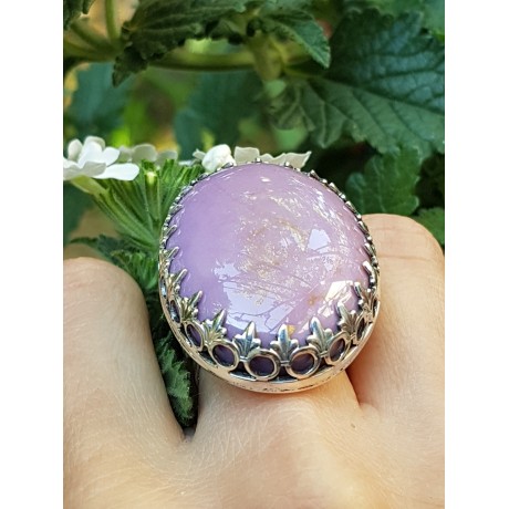 Sterling silver ring with natural phosphosiderite stone A good Show of Purple, Bijuterii de argint lucrate manual, handmade