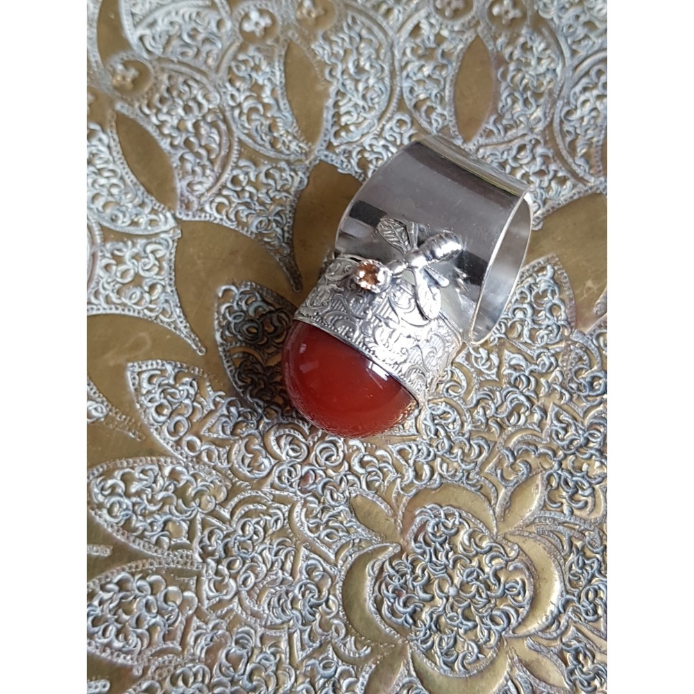 Sterling silver ring with natural carnelian GingerMood
