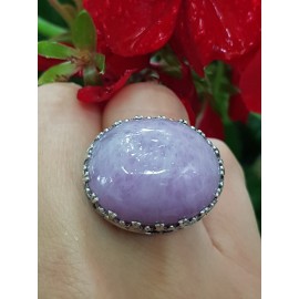 Sterling silver ring with natural kunzite LilaHub