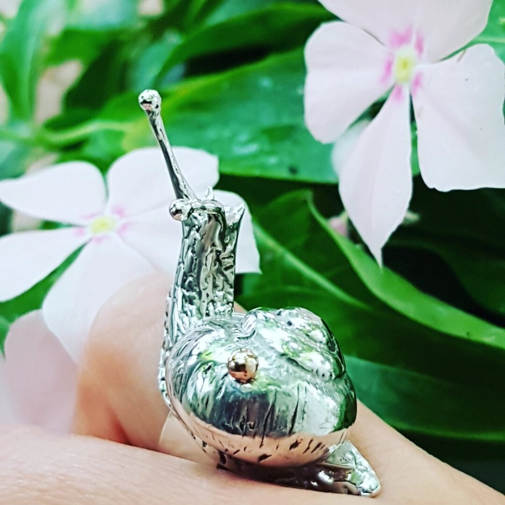 Sterling silver ring Uncanny Snails