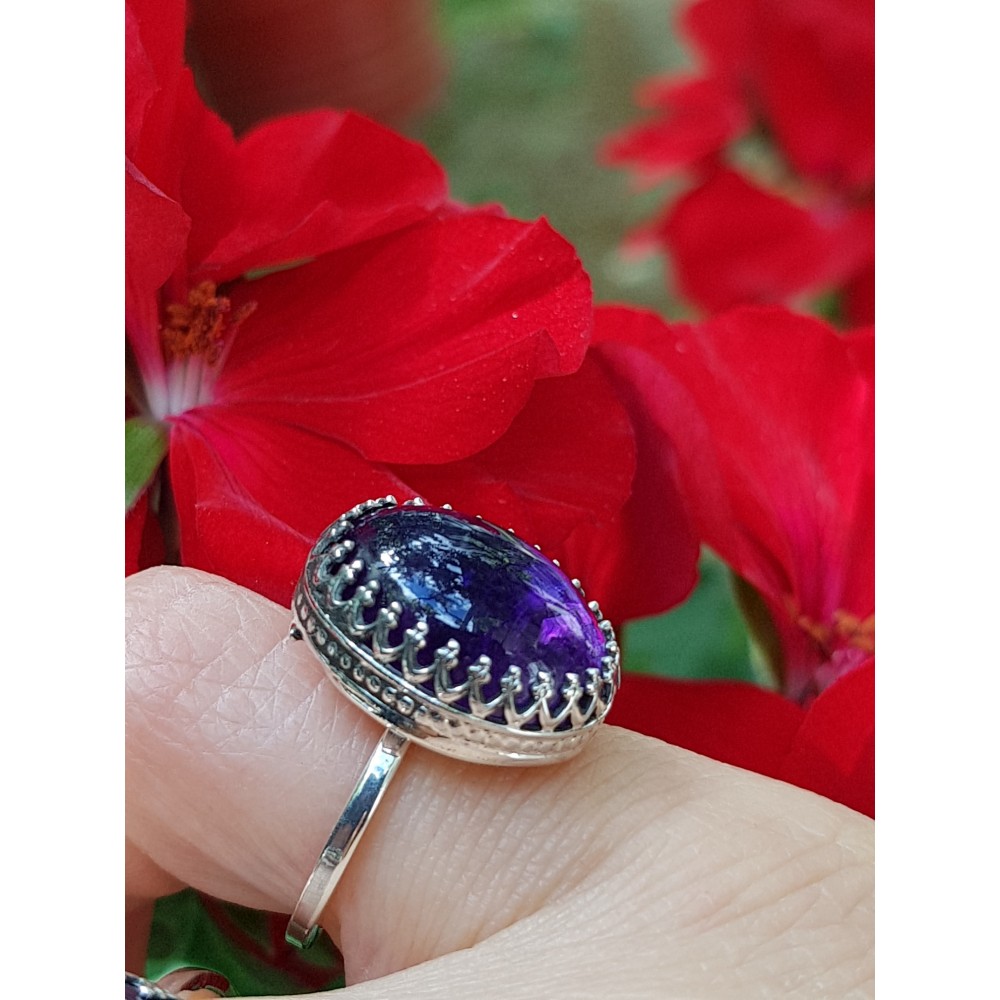 Sterling silver ring with natural amethyst SearingMauves