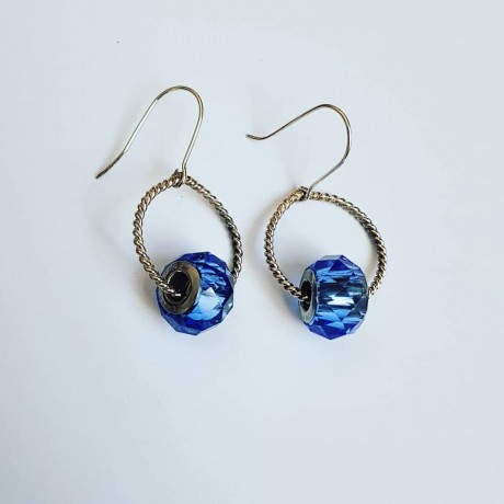 Sterling silver earrings and Swarovski crystals Prime of Blue, Bijuterii de argint lucrate manual, handmade