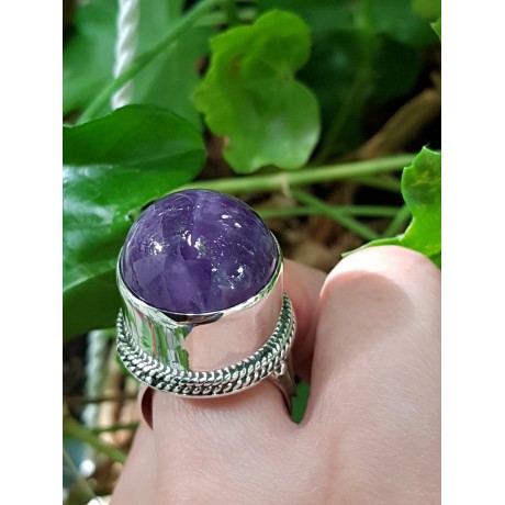 Sterling silver ring and natural amethyst Lady of the dragon, Bijuterii de argint lucrate manual, handmade