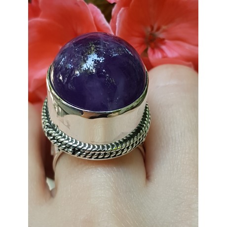 Sterling silver ring and natural amethyst Lady of the dragon, Bijuterii de argint lucrate manual, handmade
