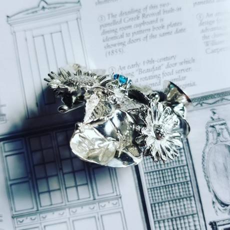 Large Sterling Silver ring and aquamarine TimetoThrive, Bijuterii de argint lucrate manual, handmade