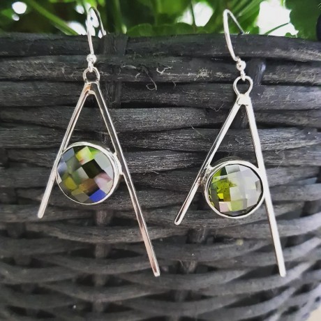 Sterling silver earrings and crystals HaveyourGreens, Bijuterii de argint lucrate manual, handmade